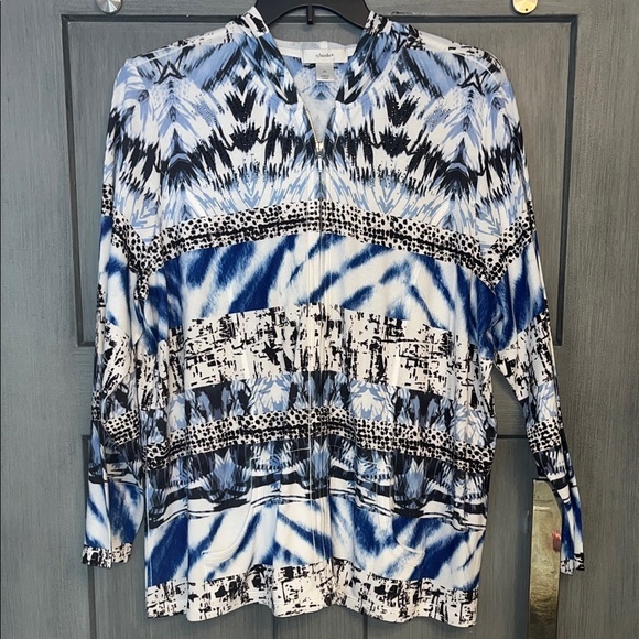 CJ Banks Tops - CJ Banks Abstract Blue and Black Hoodie